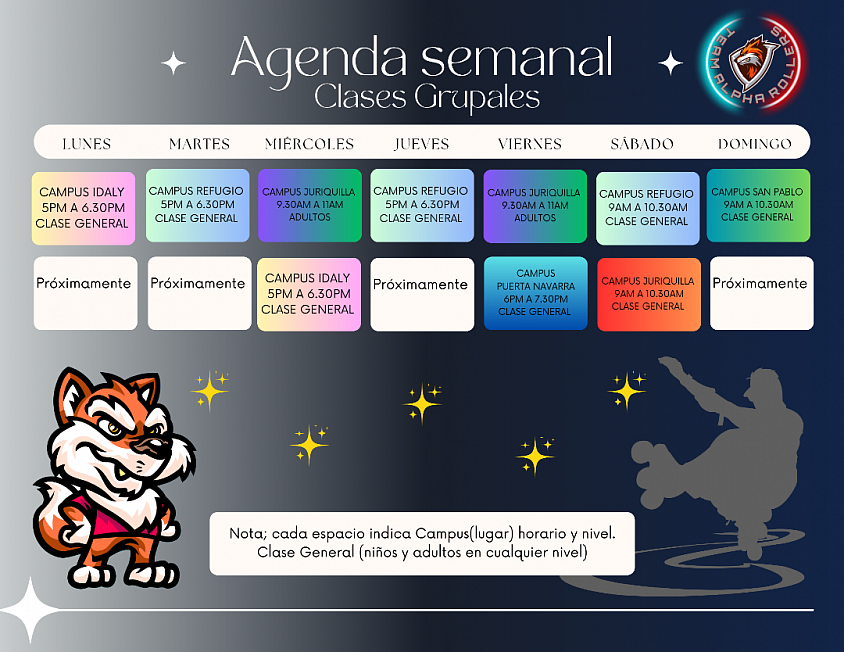 Horarios de Lunes a Domingo